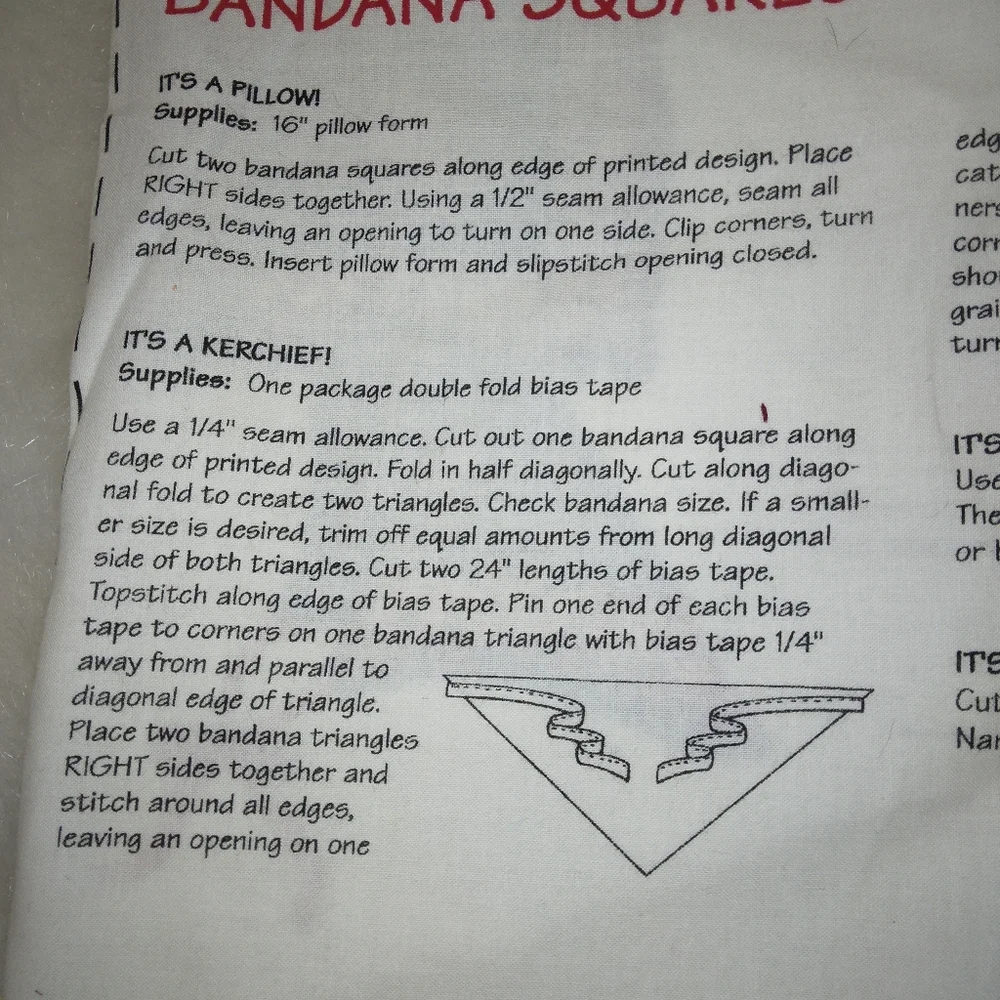 FABRIC Daisy Kingdom Bandana Squares, 2 panels, uncut & unwashed